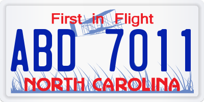 NC license plate ABD7011
