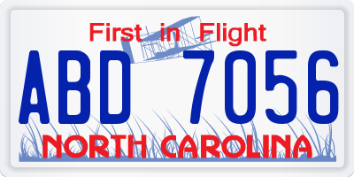 NC license plate ABD7056