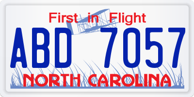 NC license plate ABD7057