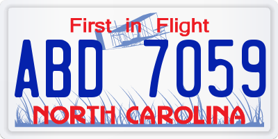 NC license plate ABD7059