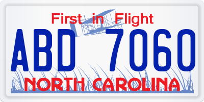 NC license plate ABD7060