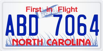 NC license plate ABD7064