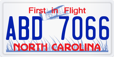 NC license plate ABD7066