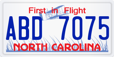 NC license plate ABD7075