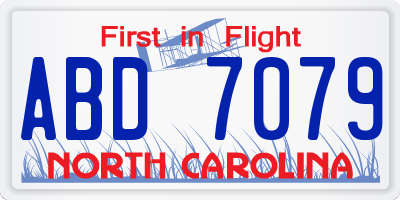 NC license plate ABD7079