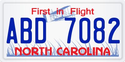 NC license plate ABD7082