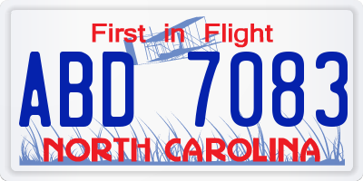 NC license plate ABD7083