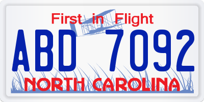 NC license plate ABD7092