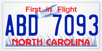 NC license plate ABD7093