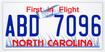 NC license plate ABD7096