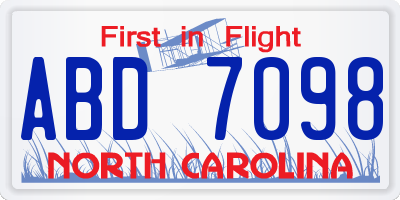 NC license plate ABD7098