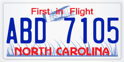 NC license plate ABD7105