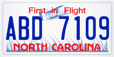 NC license plate ABD7109