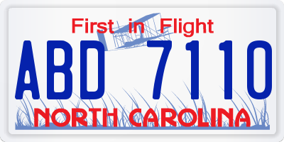 NC license plate ABD7110