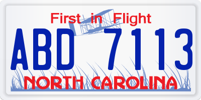 NC license plate ABD7113