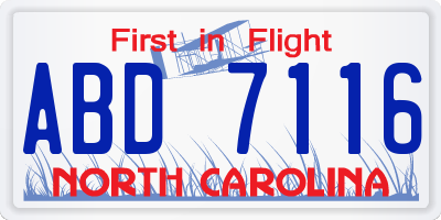 NC license plate ABD7116