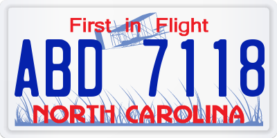 NC license plate ABD7118