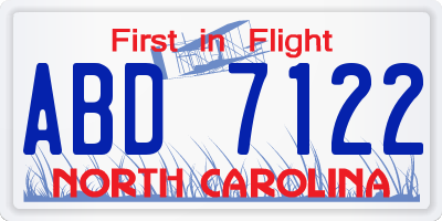 NC license plate ABD7122