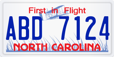 NC license plate ABD7124