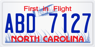 NC license plate ABD7127