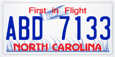 NC license plate ABD7133