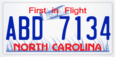 NC license plate ABD7134