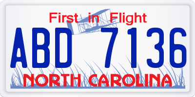 NC license plate ABD7136
