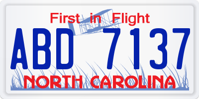NC license plate ABD7137