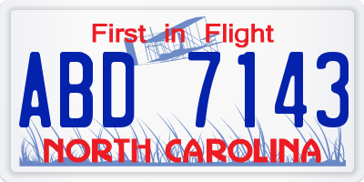 NC license plate ABD7143