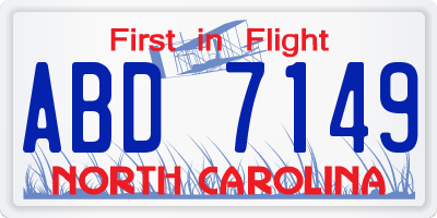 NC license plate ABD7149