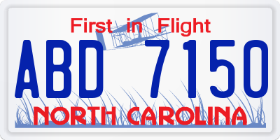 NC license plate ABD7150