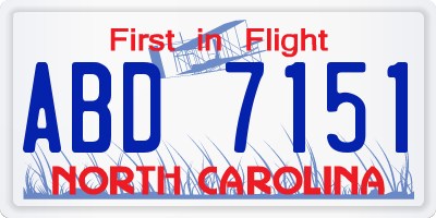 NC license plate ABD7151