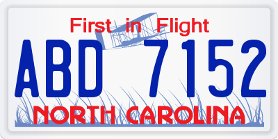 NC license plate ABD7152