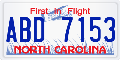 NC license plate ABD7153