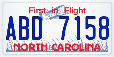 NC license plate ABD7158