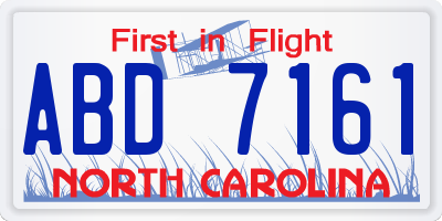 NC license plate ABD7161