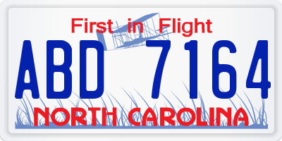 NC license plate ABD7164