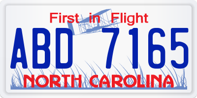NC license plate ABD7165