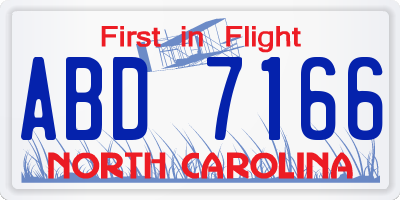 NC license plate ABD7166