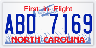 NC license plate ABD7169