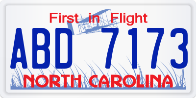 NC license plate ABD7173