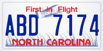 NC license plate ABD7174