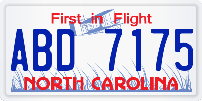 NC license plate ABD7175