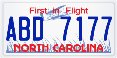 NC license plate ABD7177