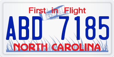 NC license plate ABD7185