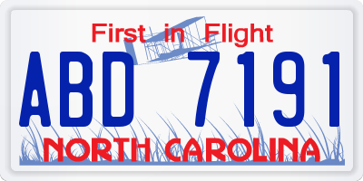 NC license plate ABD7191