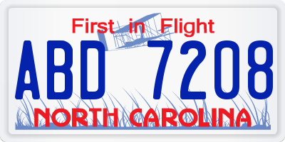 NC license plate ABD7208