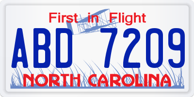 NC license plate ABD7209