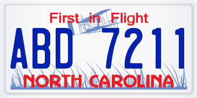 NC license plate ABD7211