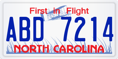 NC license plate ABD7214